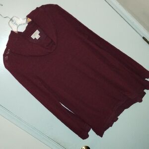 Anthropologie Maeve Deep Red Knit Top